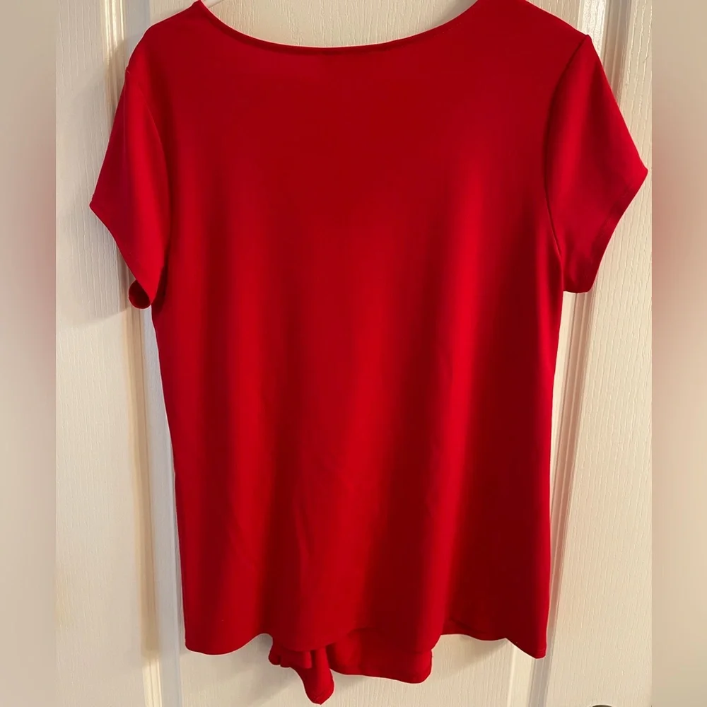 INC International Concepts Vibrant Red Short Sleeve Top - Picture 3 of 4